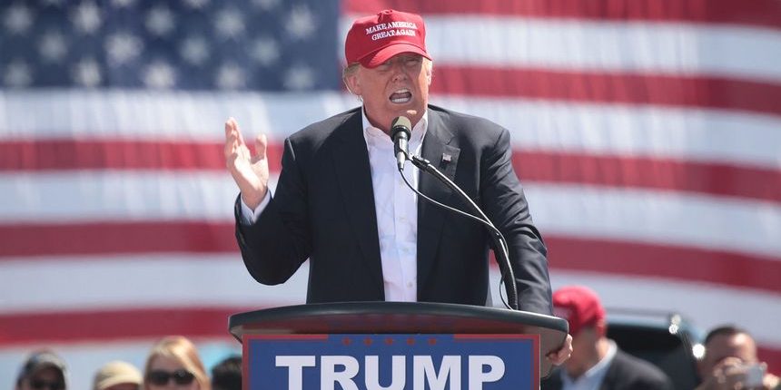 Donald Trump speaking at a rally in Fountain Hills, Arizona.