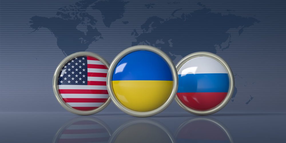 Ουκρανική κρίση ukranian USA, Russian flags